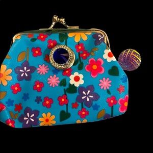 CUTE FLORAL PRINT INTERCHANGEABLE SNAP BUTTON COIN/CHANGE PURSE